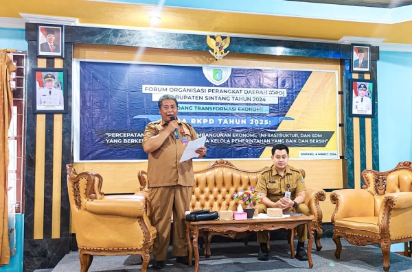 DPMPTSP Kabupaten Sintang menjadi Koordinator Pelaksanaan Forum Organisasi Perangkat Daerah (OPD) Kabupaten Sintang Tahun 2024 Bidang Transformasi Ekonomi.