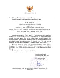 Perubahan Surat Edaran: Penerbitan Perizinan Sektor Kesehatan di Kabupaten Sintang
