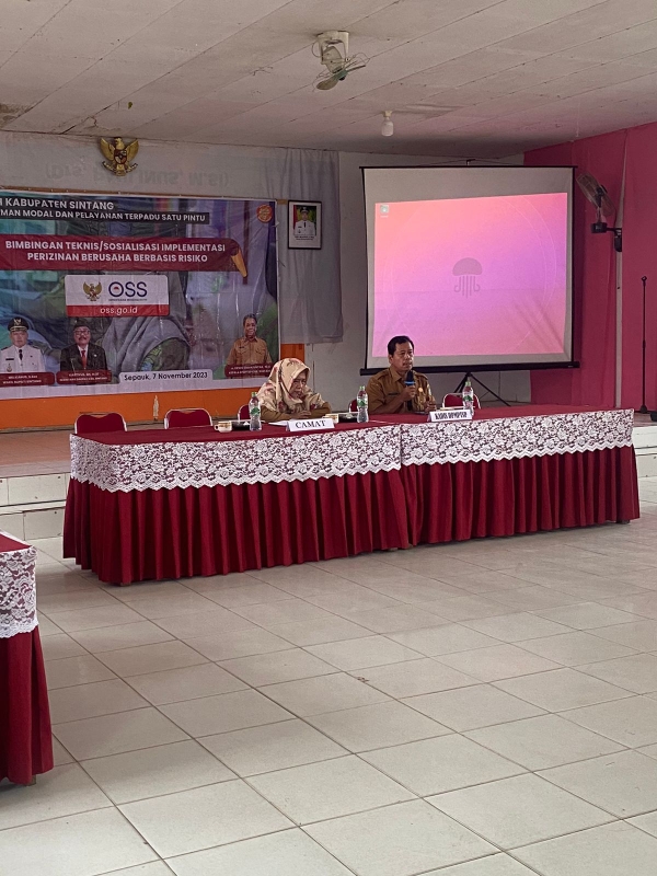 Dinas Penanaman Modal dan Pelayanan Terpadu Satu Pintu Kabupaten Sintang Melakukan Bimbingan Teknis dan Sosialisasi Kemudahan Berusaha di Sepauk